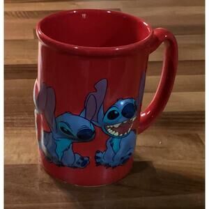 Disney World Lilo & Stitch 3D Red Stitch Ceramic Coffee Mug Cup 16 oz